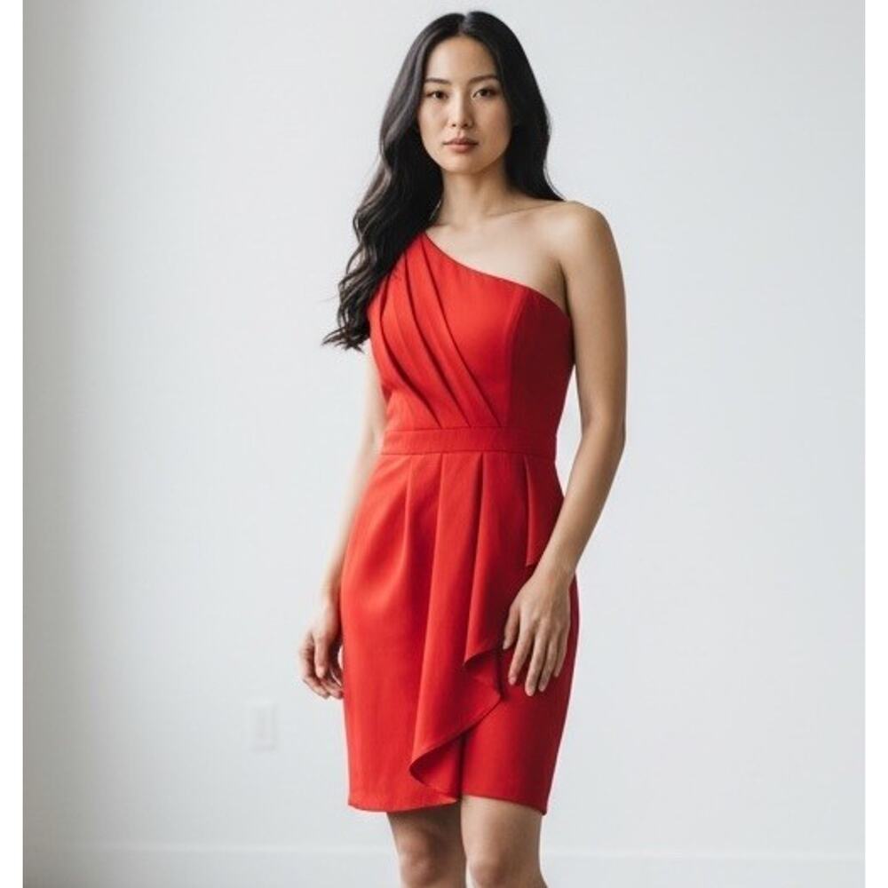 Stunning red BCBG MaxAzria one shoulder cocktail dress Size 6